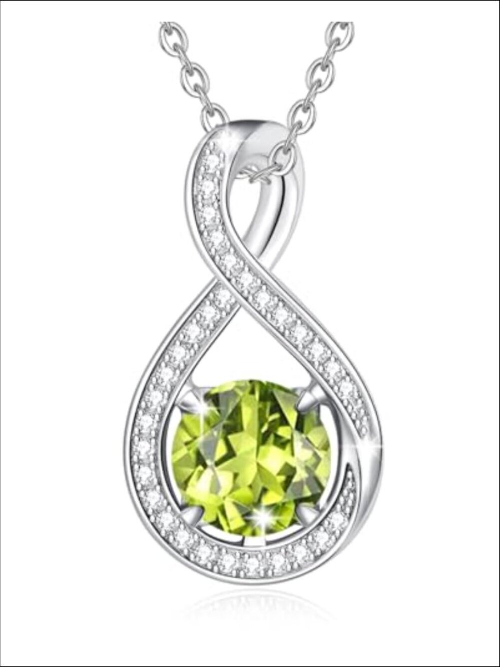 Sterling Silver Birthstone Infinity Pendant Necklace for Women